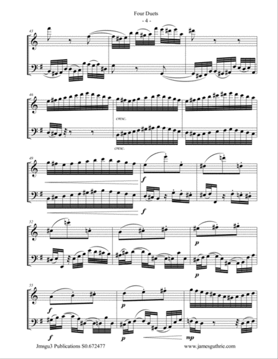Bach: Four Duets for Alto Flute & Cello Flute scores gallery preview page 4