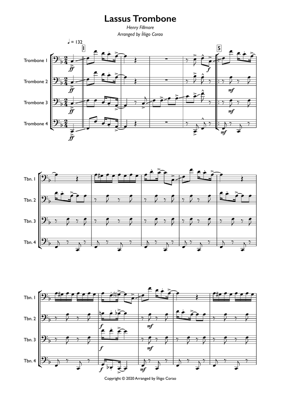 Lassus Trombone for Trombone Quartet Trombone Quartet scores gallery preview page 3