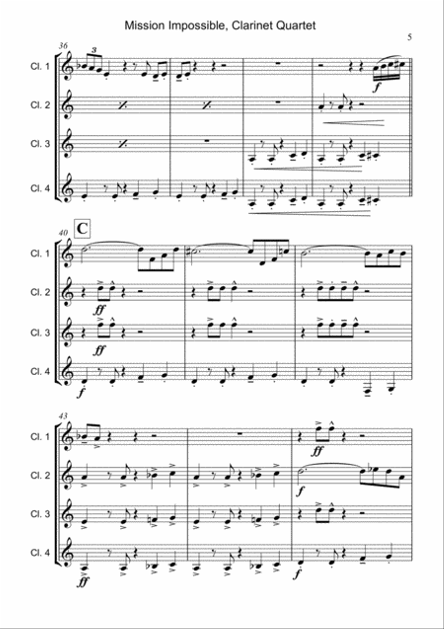 Mission: Impossible Theme from the Paramount Television Series MISSION: IMPOSSIBLE Woodwind Quartet scores gallery preview page 6