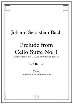 Prélude from Cello Suite No. 1, arranged for duet: instruments in Eb and Bb