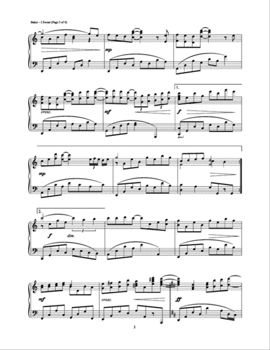 I Swear I Swear Piano Solo scores gallery preview page 3