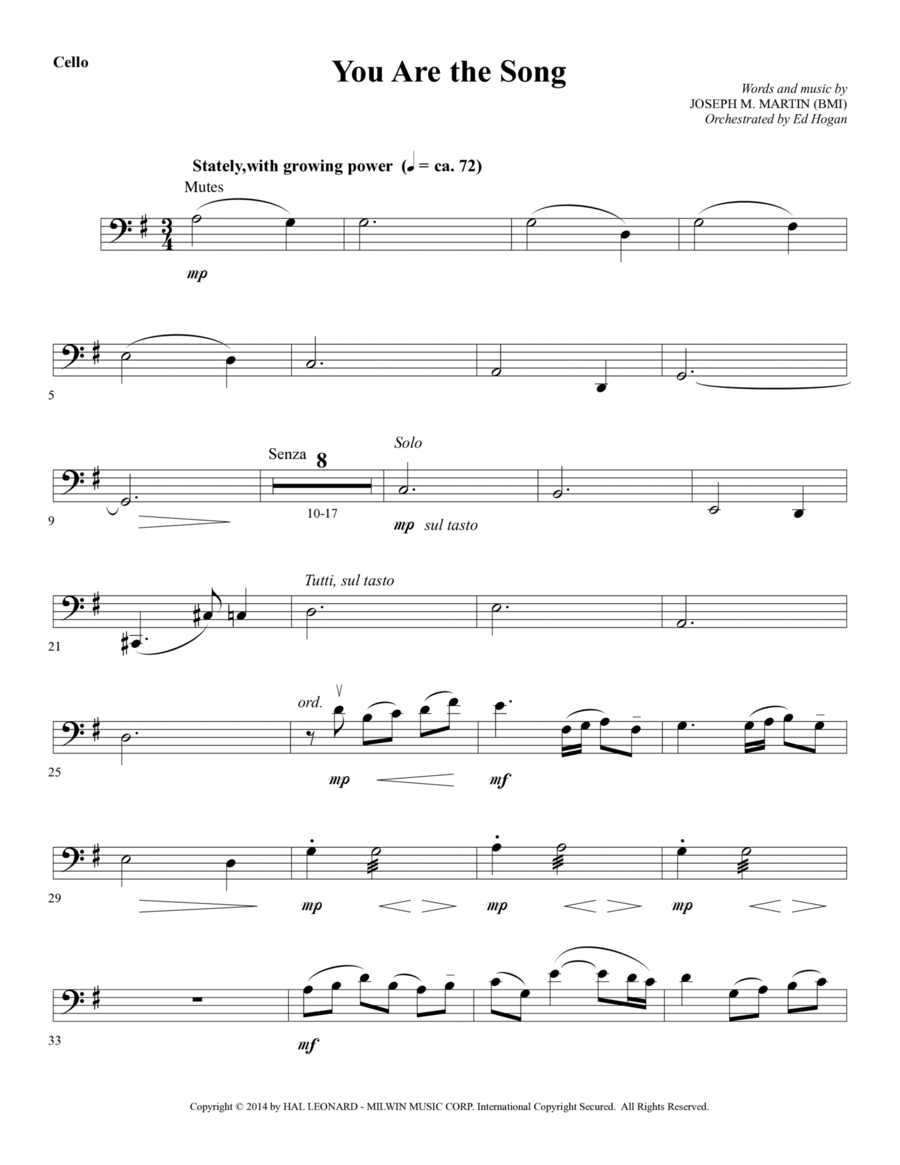 You Are the Song - Cello You Are the Song - Cello Choir scores gallery preview page 1