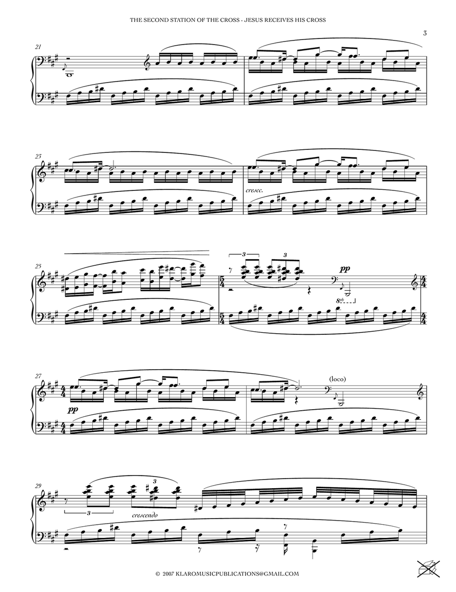 THE SECOND STATION OF THE CROSS - JESUS RECEIVES HIS CROSS Piano Solo scores gallery preview page 3