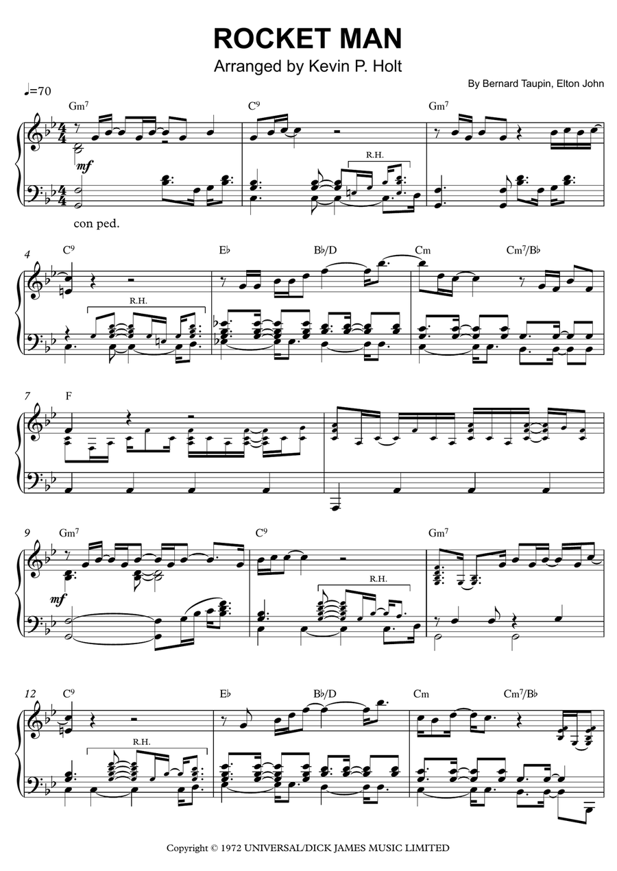 Rocket Man (i Think It's Gonna Be A Long Long Time) Piano Solo scores gallery preview page 1