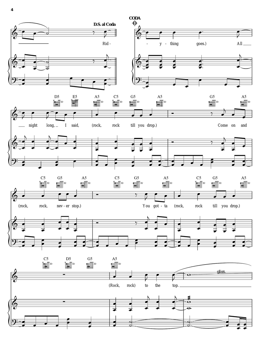 Rock! Rock! (Till You Drop) Piano, Vocal, Guitar scores gallery preview page 4