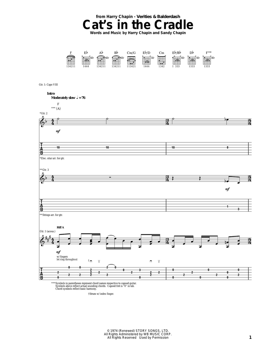 Cat's In The Cradle Acoustic Guitar scores gallery preview page 1