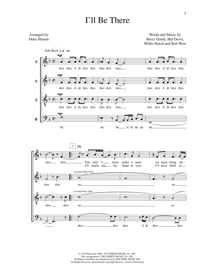 I'll Be There 4-Part scores gallery preview page 1