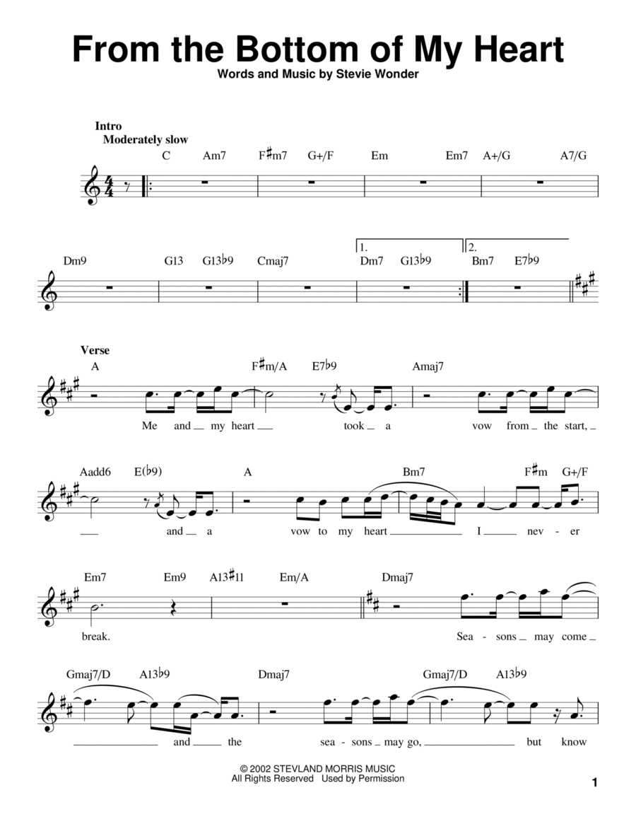 From The Bottom Of My Heart Voice scores gallery preview page 1