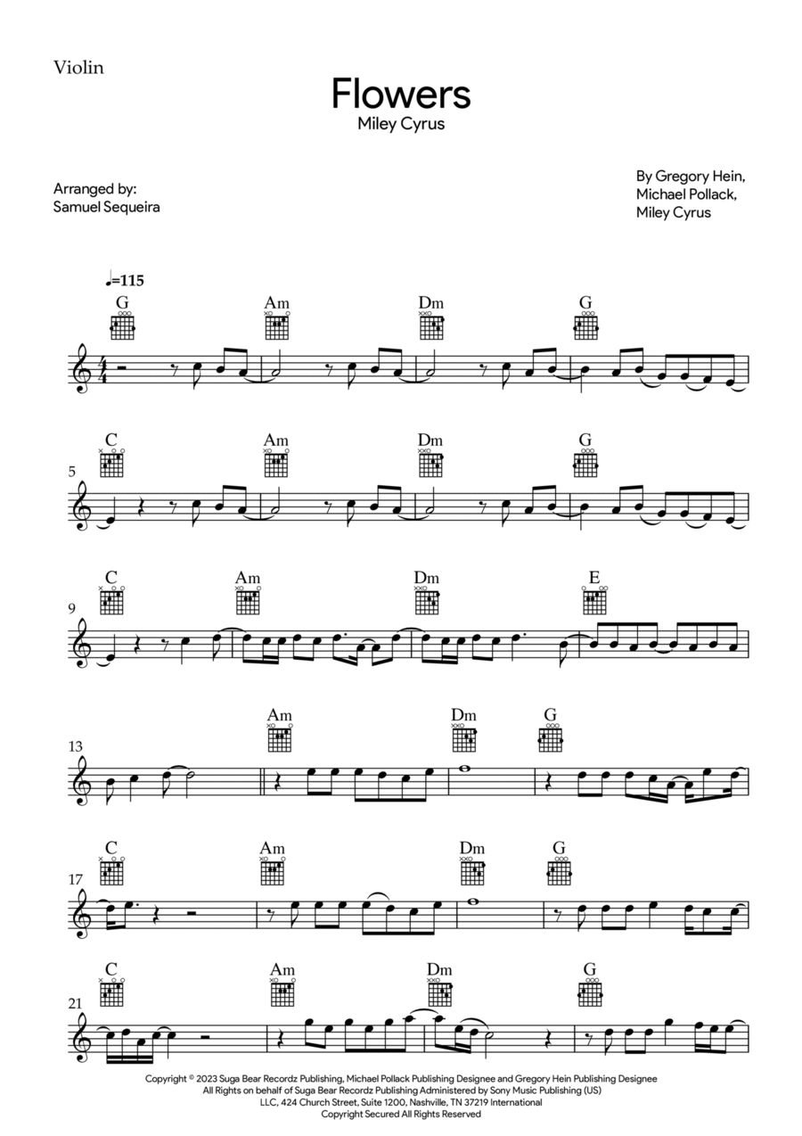 Flowers Violin Solo scores gallery preview page 1