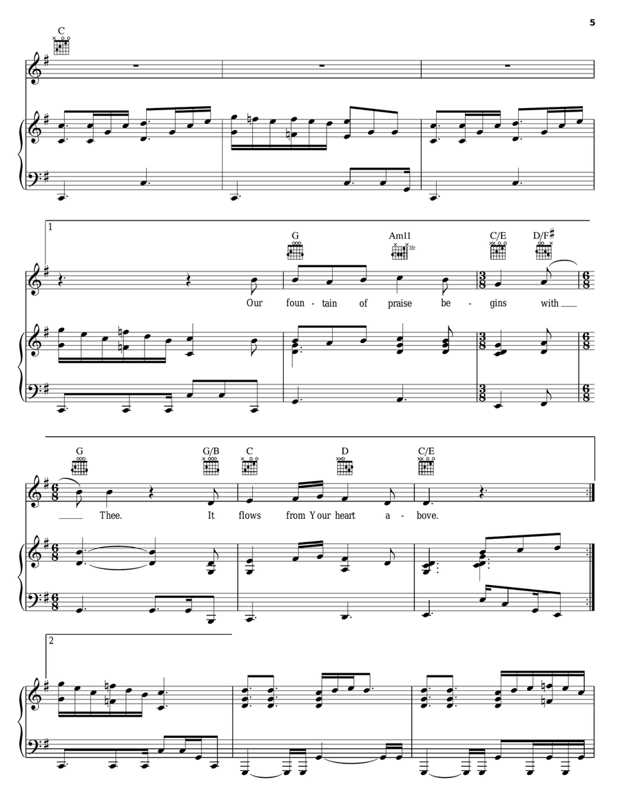 Sacrifice Of Praise Piano, Vocal, Guitar scores gallery preview page 5