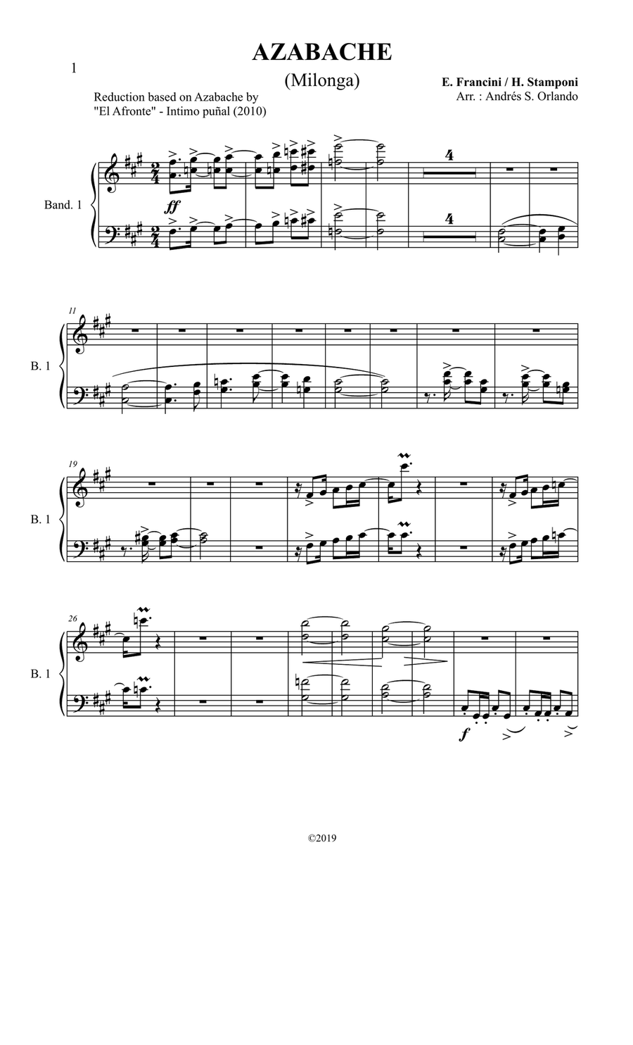 Azabache (Tango - Milonga/Candombe) for tango sextet - Individual parts School and Community scores gallery preview page 5