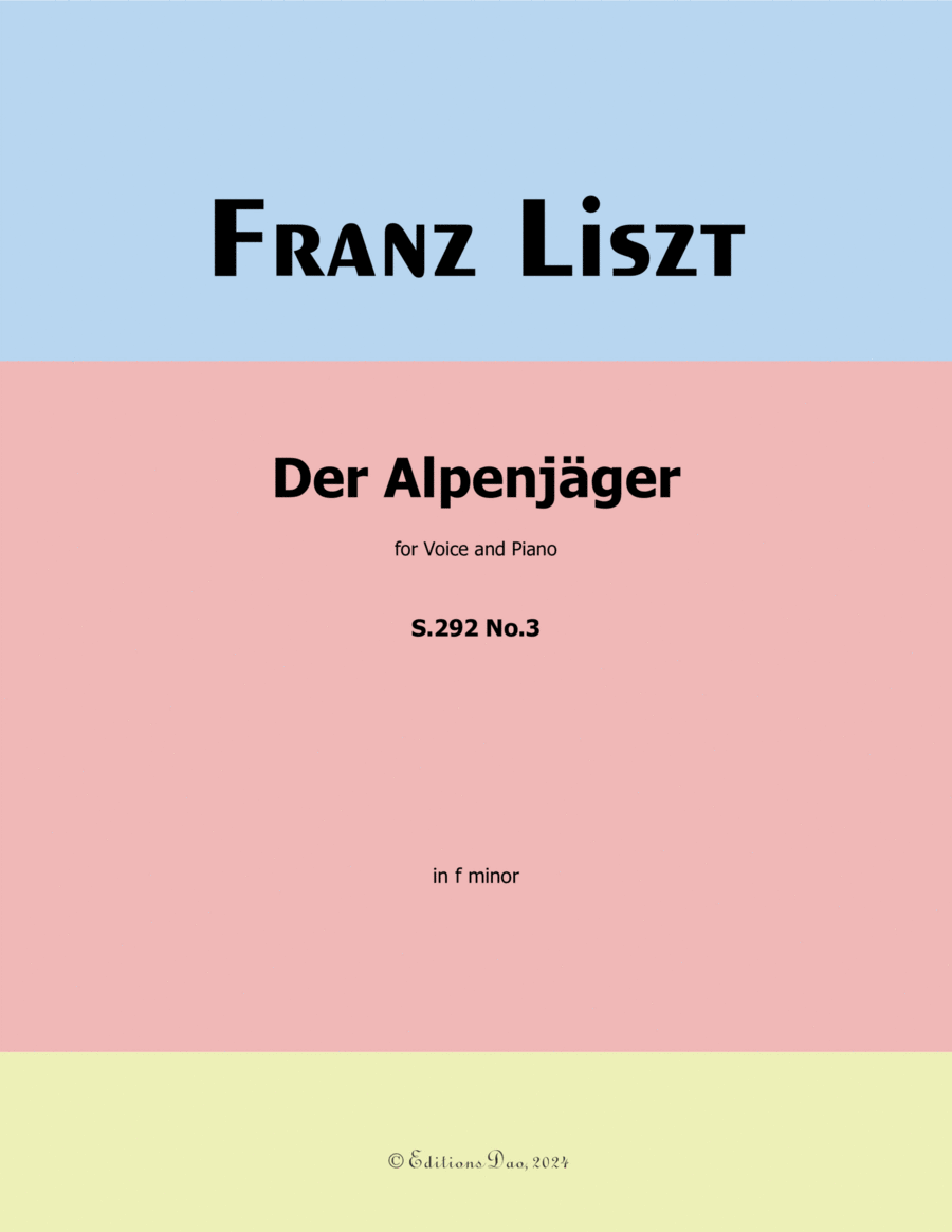 Der Alpenjager, by Liszt, S.292 No.3, in f minor Voice scores gallery preview page 1