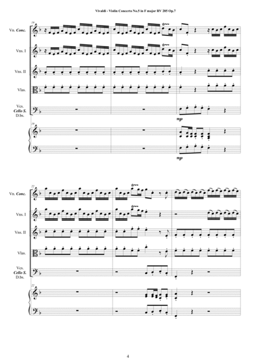 Vivaldi - Violin Concerto No.5 in F major RV 285 Op.7 for Violin, Strings and Cembalo image number null