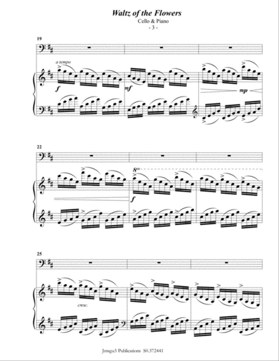 Tchaikovsky: Waltz of the Flowers from Nutcracker Suite for Cello & Piano Piano scores gallery preview page 4