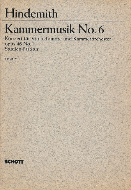Kammermusik #6 Op.46/1study Score