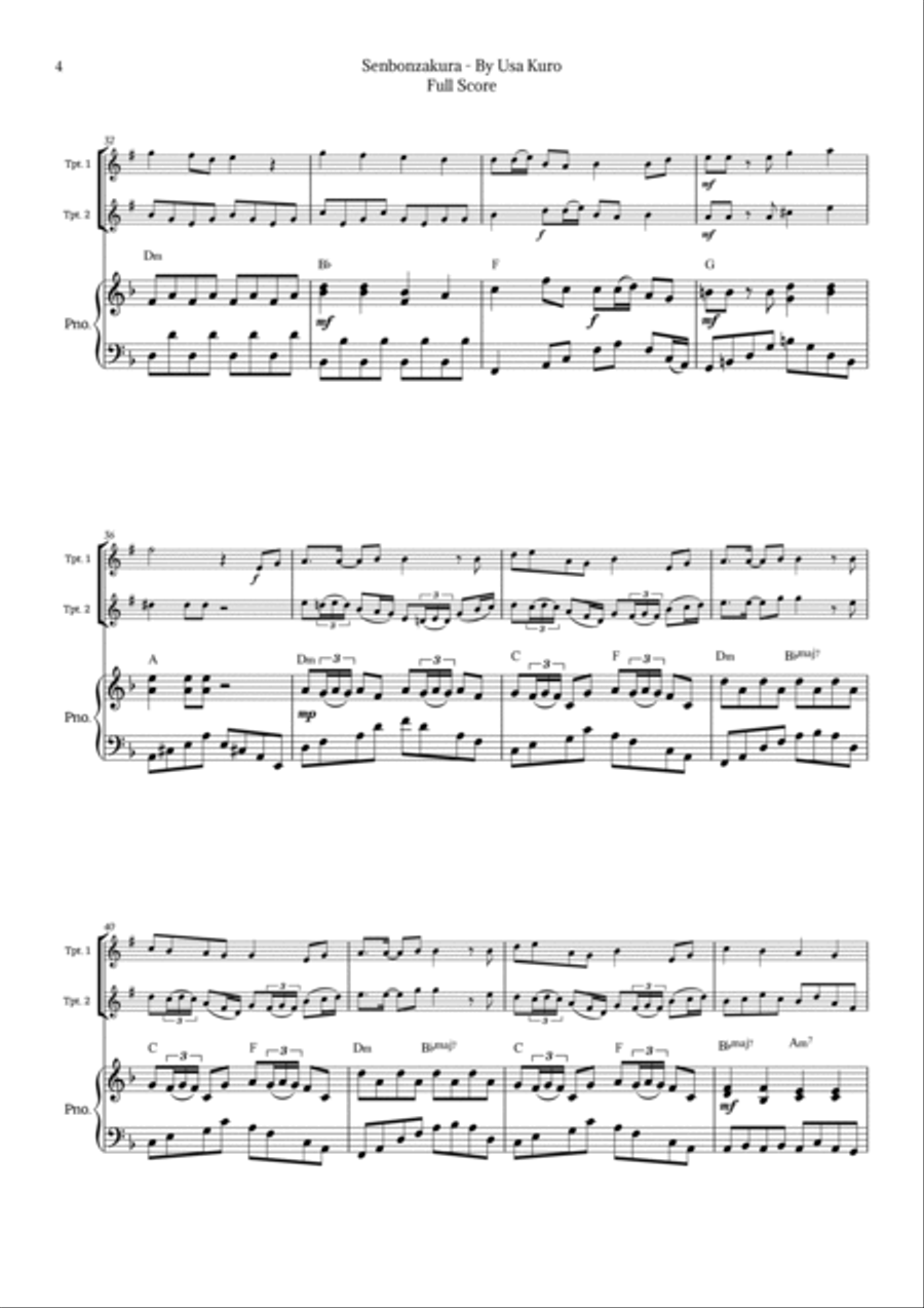 Senbonzakura Trumpet Duet scores gallery preview page 4