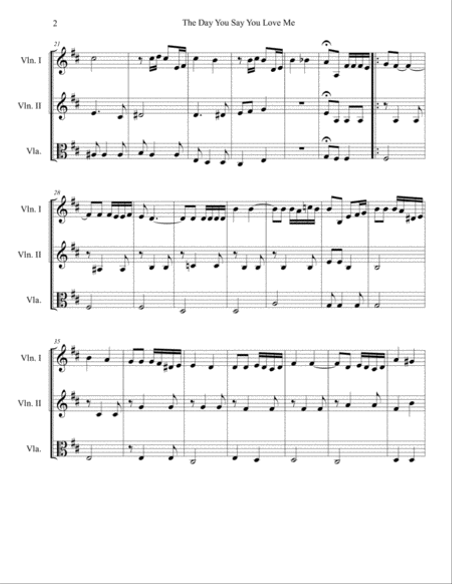 The Day You Say You Love Me String Trio scores gallery preview page 2