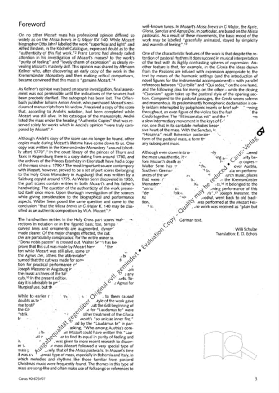 Missa brevis in G major 4-Part scores gallery preview page 4
