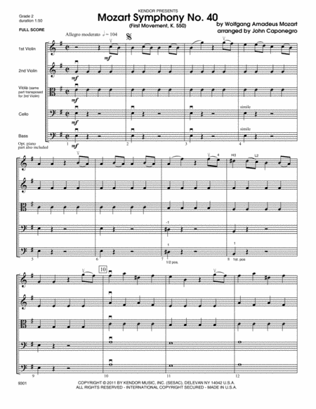 Mozart Symphony No. 40 (First Movement, K. 550) - Full Score