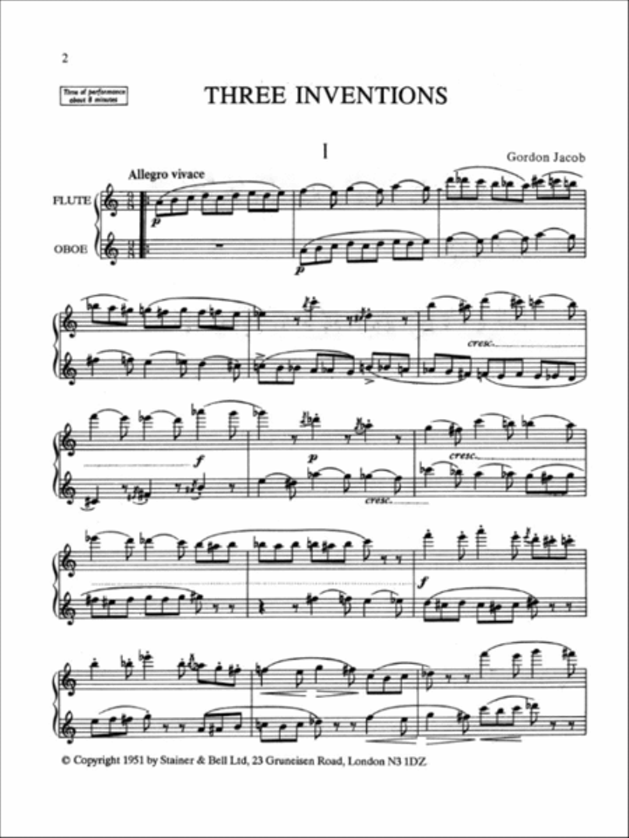 Three Inventions for Flute and Oboe Flute scores gallery preview page 2
