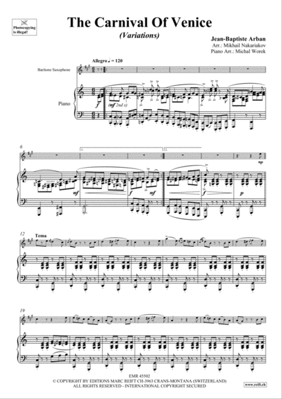 The Carnival Of Venice Baritone Saxophone scores gallery preview page 4