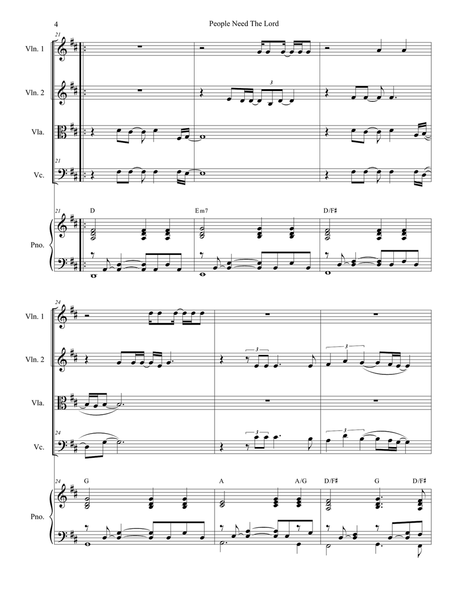 People Need The Lord People Need The Lord String Quartet scores gallery preview page 4