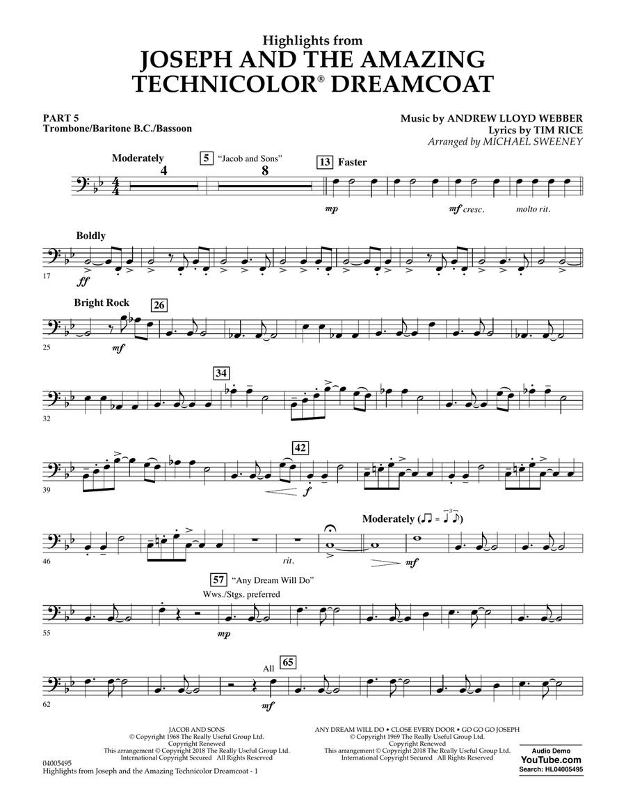 Highlights from Joseph and the Amazing Technicolor Dreamcoat - Pt.5 - Trombone/Bar. B.C./Bsn.