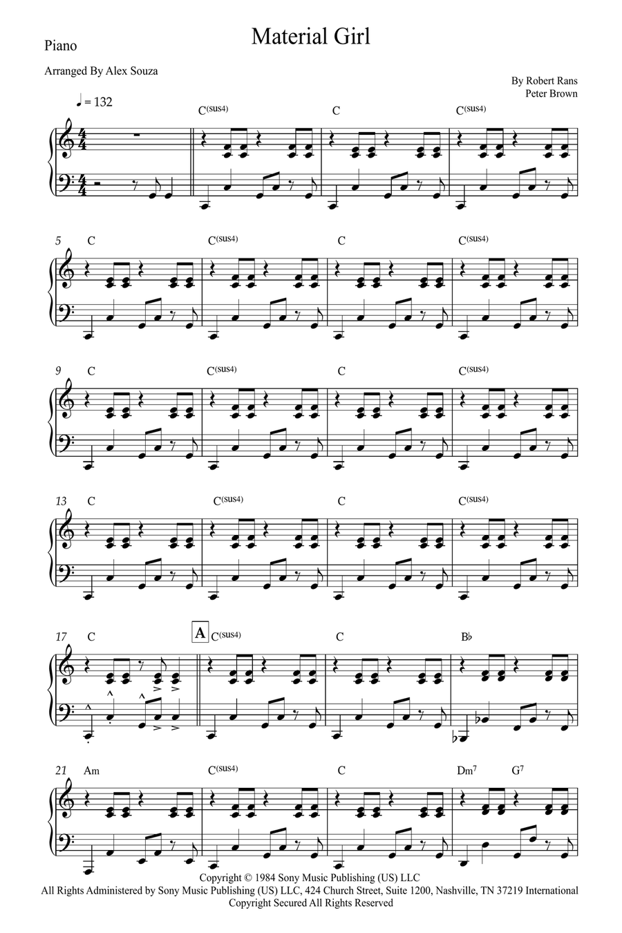 Material Girl Material Girl Easy Piano scores gallery preview page 1