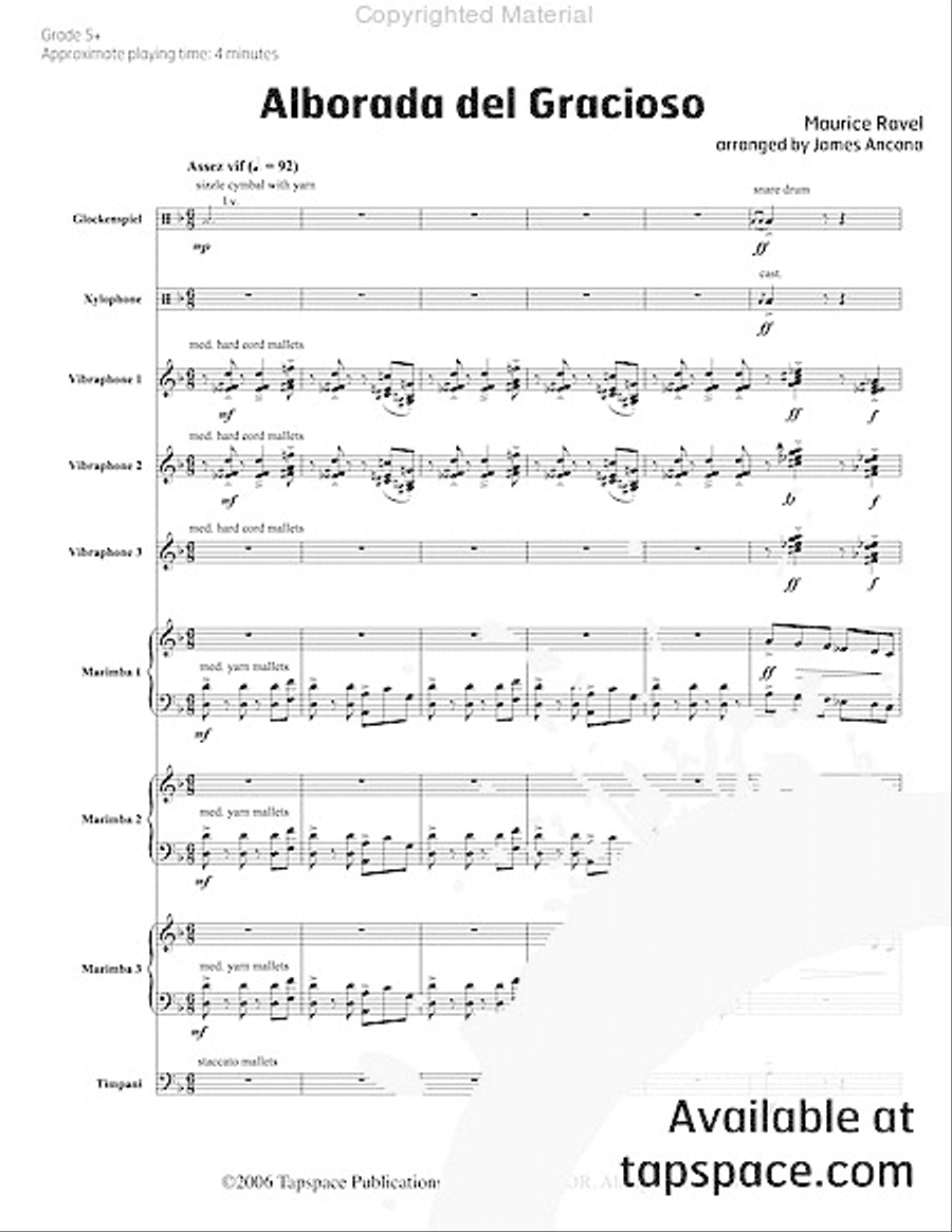 Alborada del Gracioso Percussion Ensemble scores gallery preview page 5
