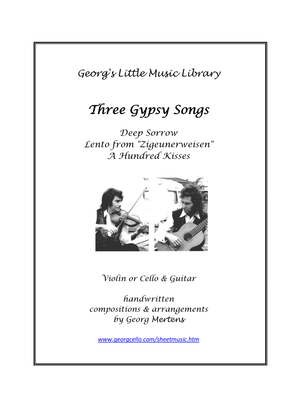 Book cover for 3 Beautiful Gypsy Songs for violin or cello & guitar