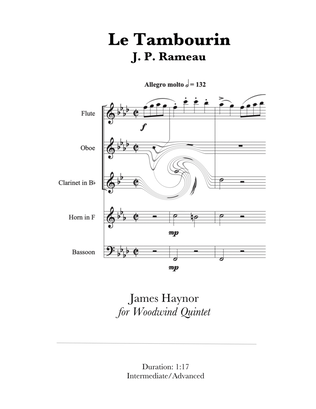 Book cover for Le Tambourin for Woodwind Quintet