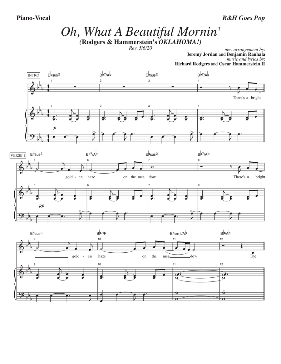 Oh, What A Beautiful Mornin' [R&H Goes Pop! version] (from Oklahoma!) Voice scores gallery preview page 1