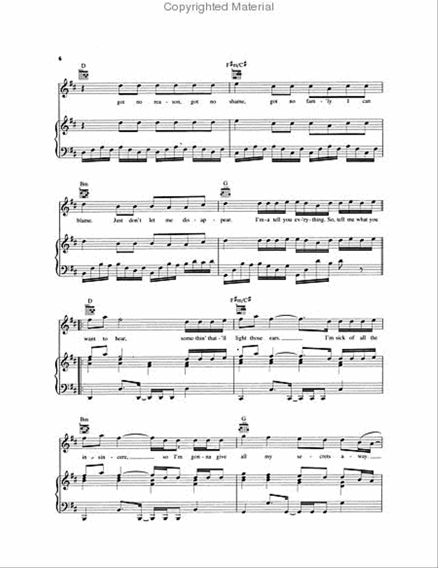 Secrets Secrets Piano, Vocal, Guitar scores gallery preview page 3