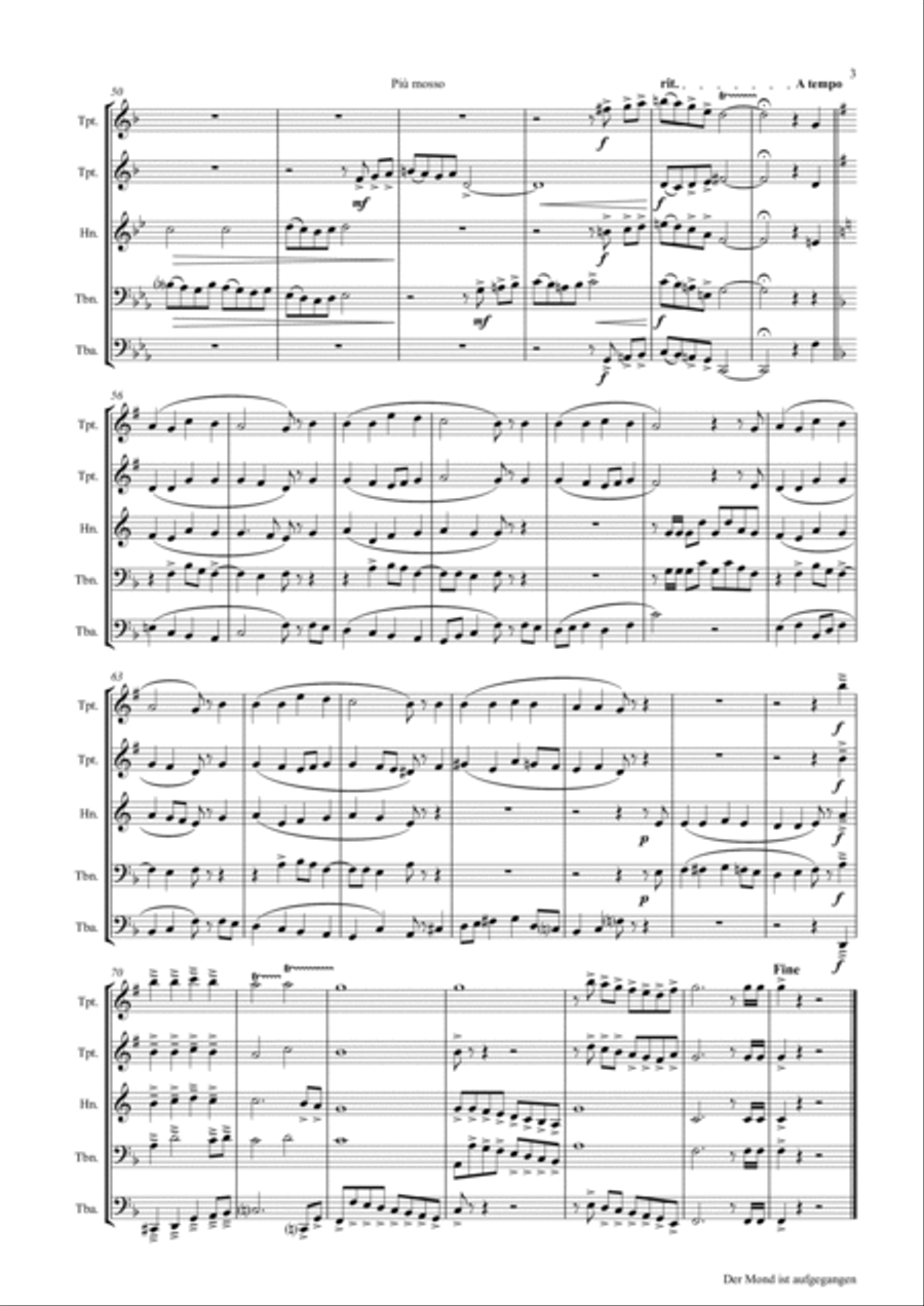 Der Mond ist aufgegangen - German Folk Song - Brass Quintet Brass Quintet scores gallery preview page 3