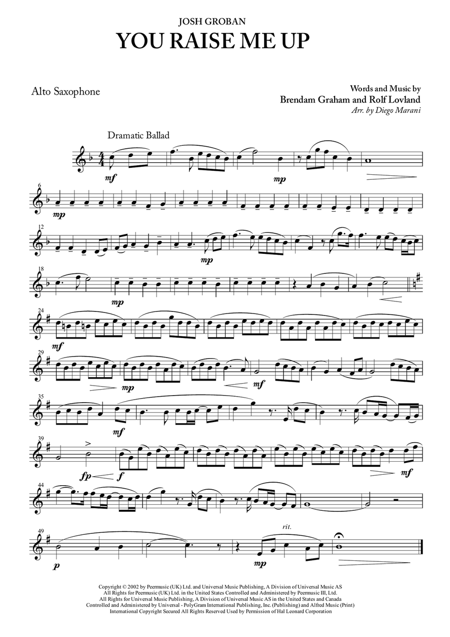 You raise new arrivals me up saxophone