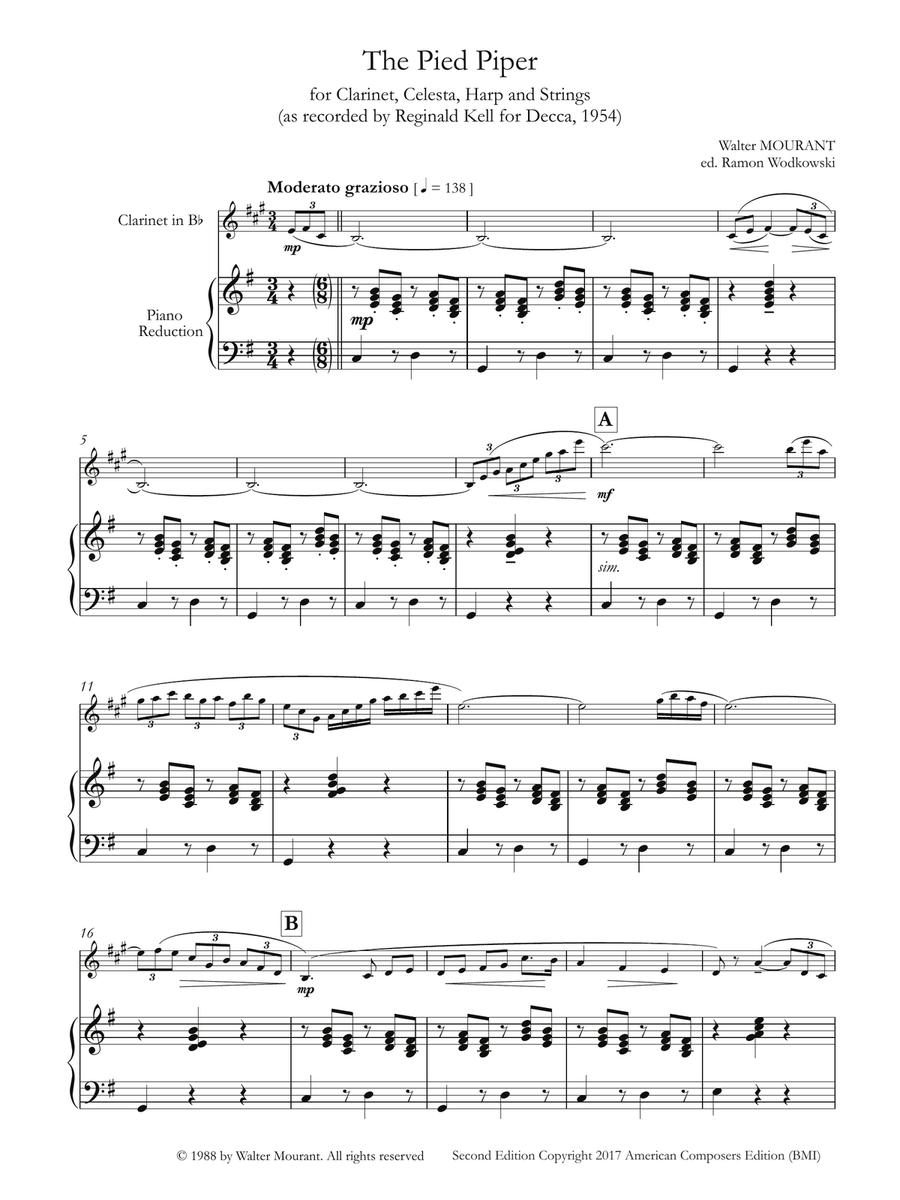 [Mourant] The Pied Piper (Piano Reduction) Clarinet Solo scores gallery preview page 3