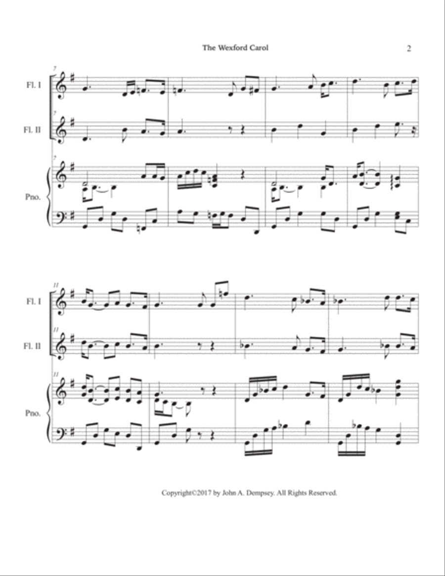 The Wexford Carol (Trio for Two Flutes and Piano) Woodwind Duet scores gallery preview page 6