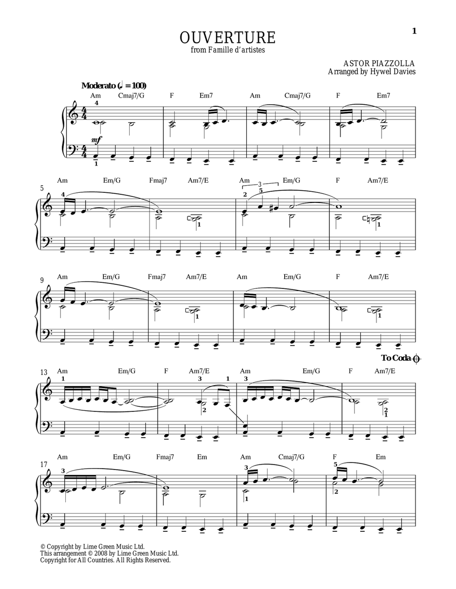 Ouverture Piano Solo scores gallery preview page 1