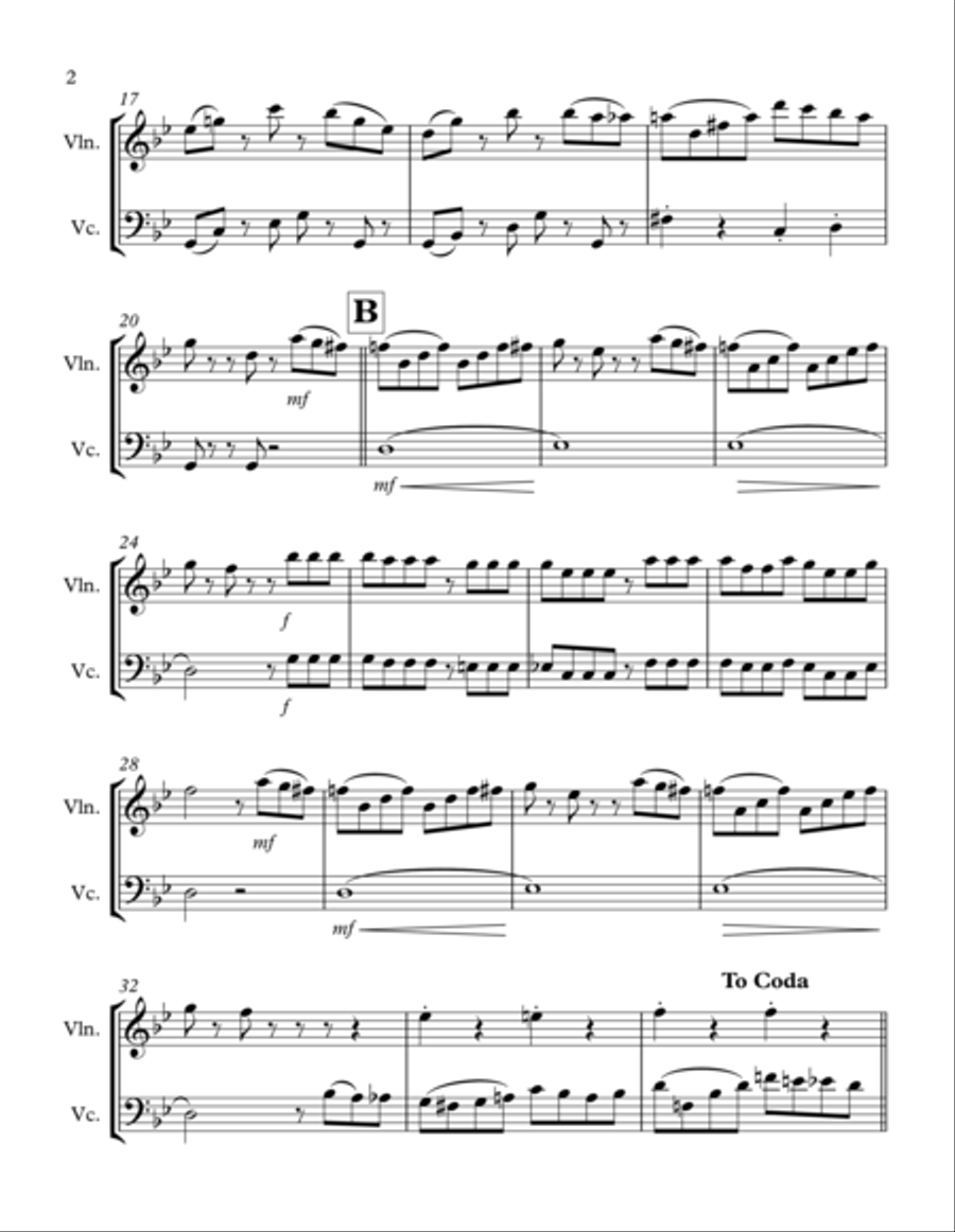 Tico Tico no Fuba: Violin & Cello Duet String Duet scores gallery preview page 2