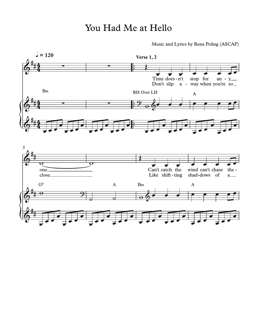 You Had Me at Hello Piano, Vocal scores gallery preview page 1