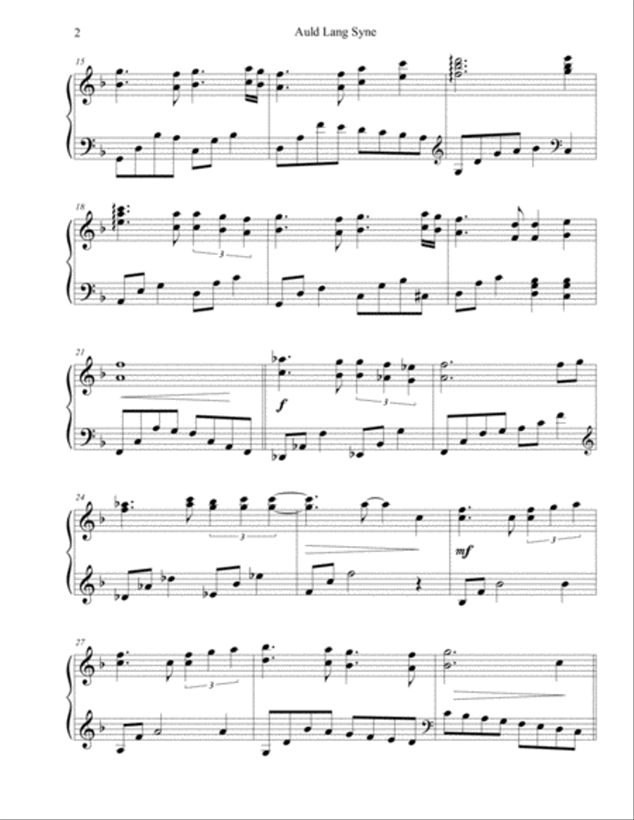 Auld Lang Syne - late intermediate piano image number null