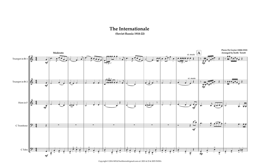 Internationalale (The) Communist Movement Anthem for Brass Quintet (Soviet Russia 1918) Brass Quintet scores gallery preview page 2
