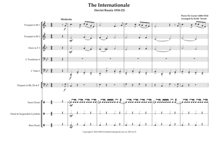 Internationalale (The) Communist Movement Anthem for Brass Quintet & Percussion (Soviet Russia 1918 image number null