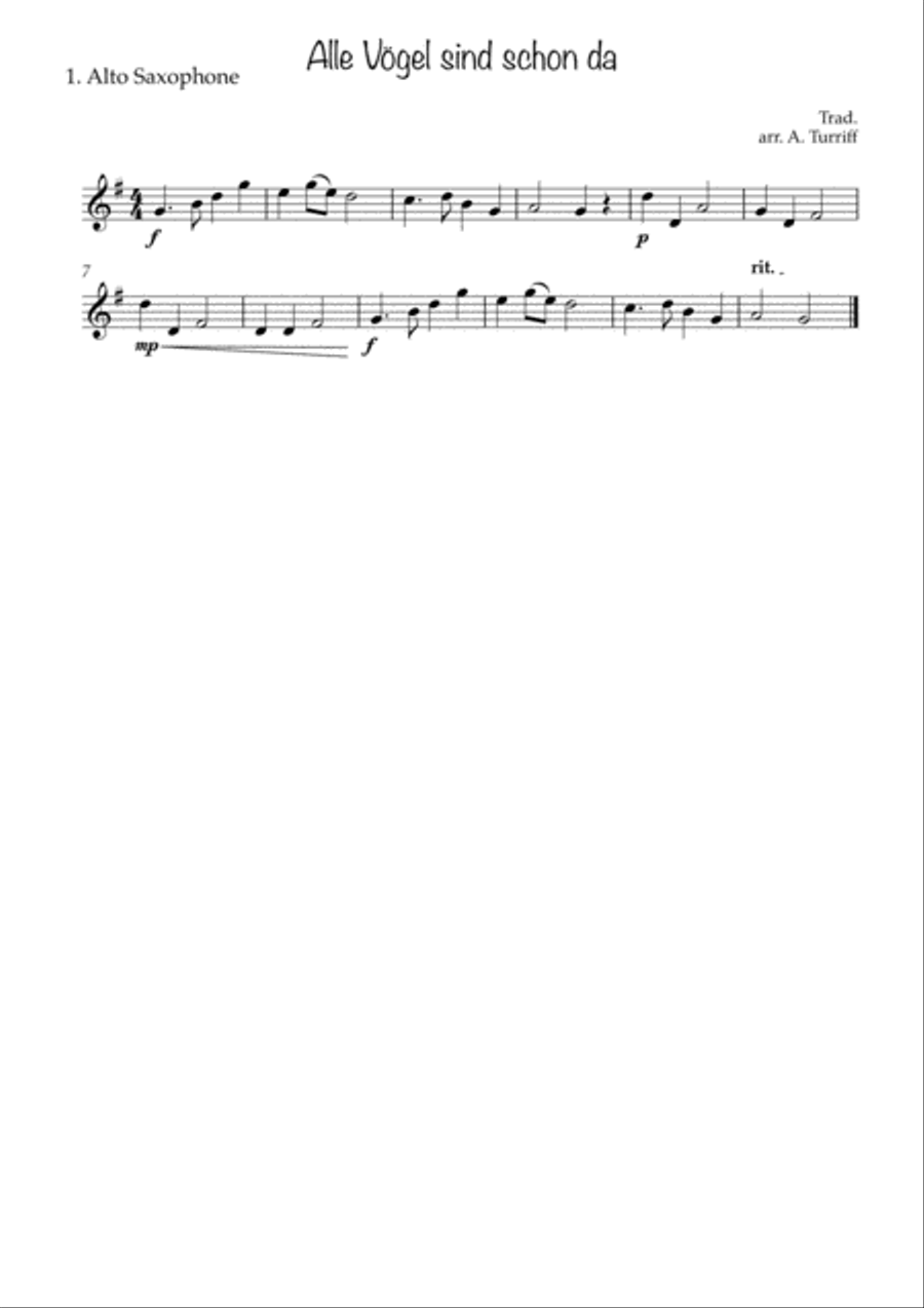 Alle Vögel sind schon da - Alto Saxophone Trio Woodwind Trio scores gallery preview page 2