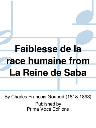 Book cover for Faiblesse de la race humaine from La Reine de Saba