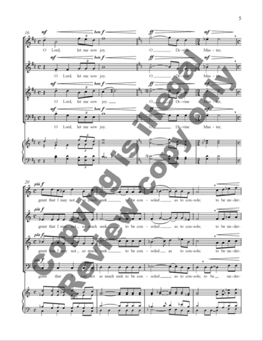 Peace Prayer of St. Francis 4-Part scores gallery preview page 5