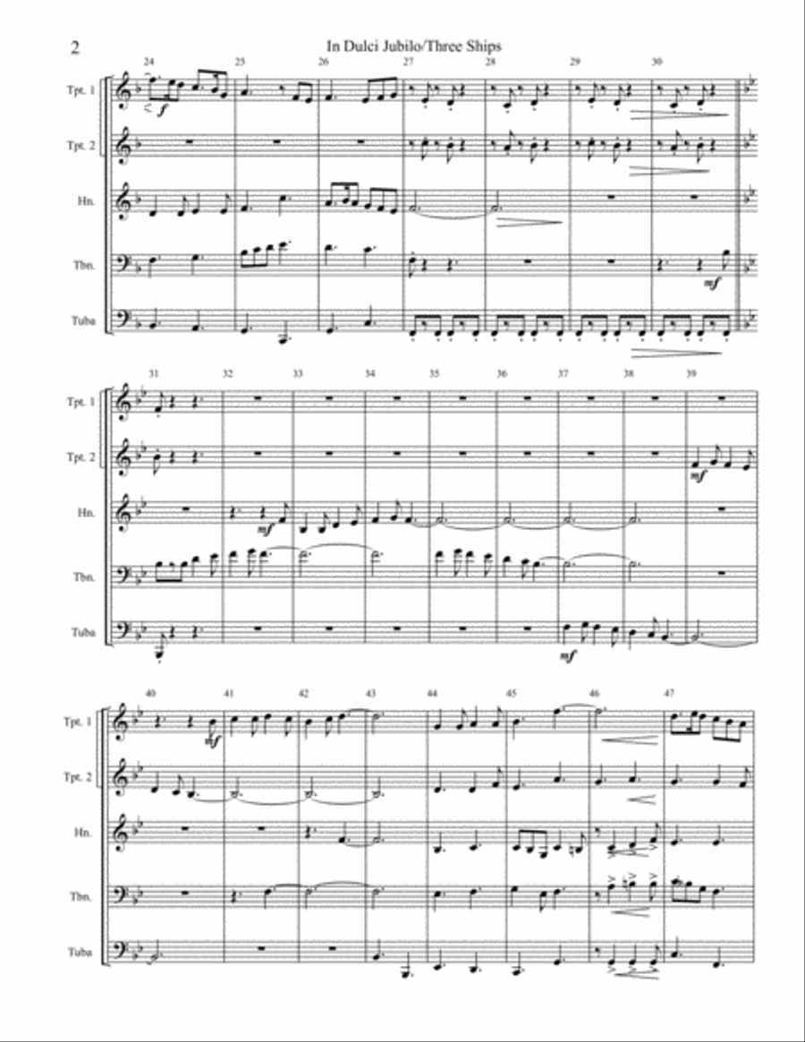 In Dulci Jubilo/I Saw Three Ships Brass Ensemble scores gallery preview page 2
