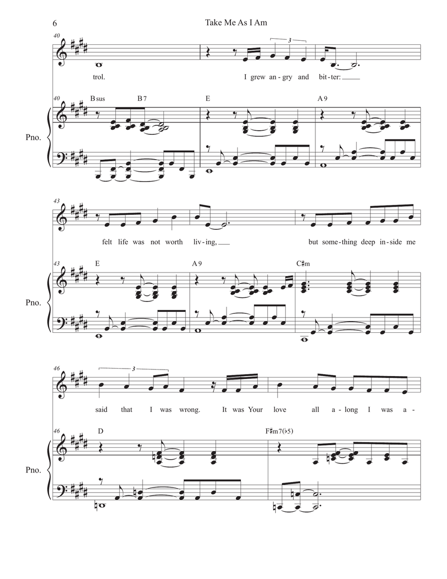 Take Me As I Am (Vocal solo - High Key) Piano, Vocal scores gallery preview page 6