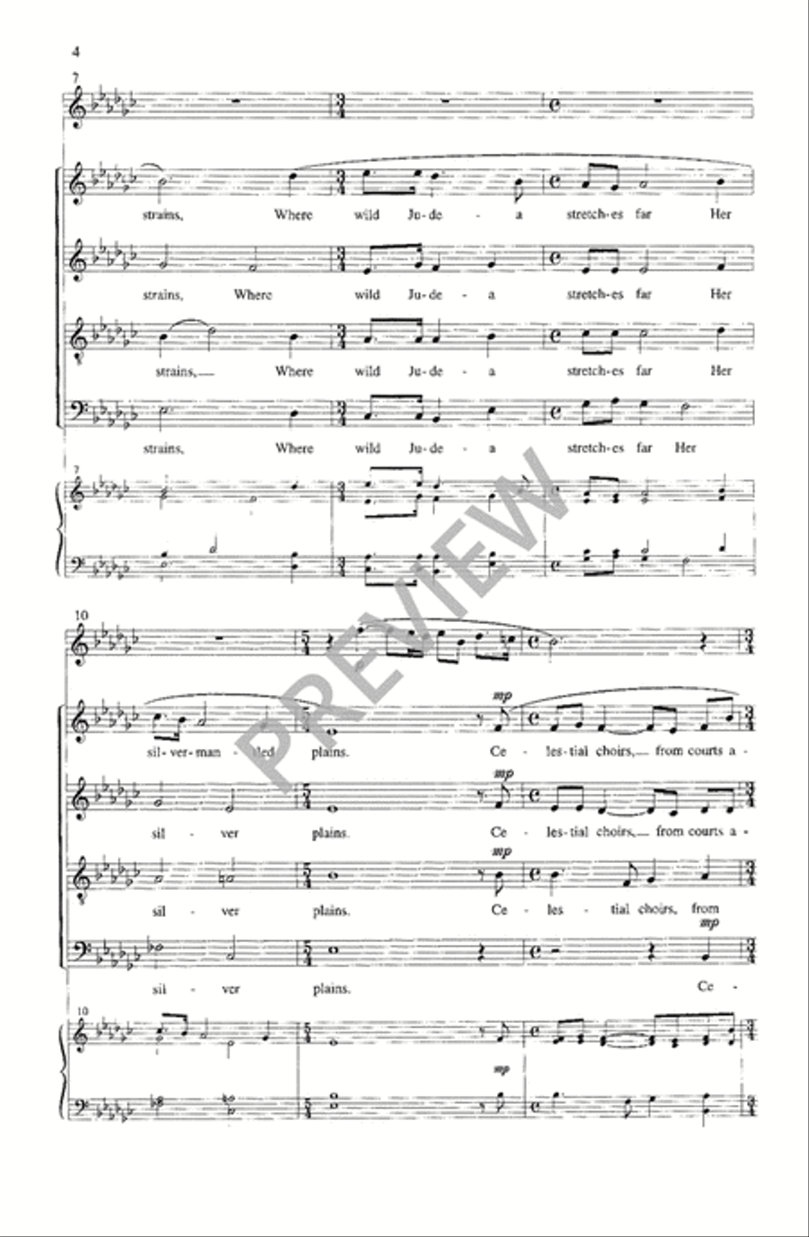 Calm on the Listening Ear of Night 4-Part scores gallery preview page 5