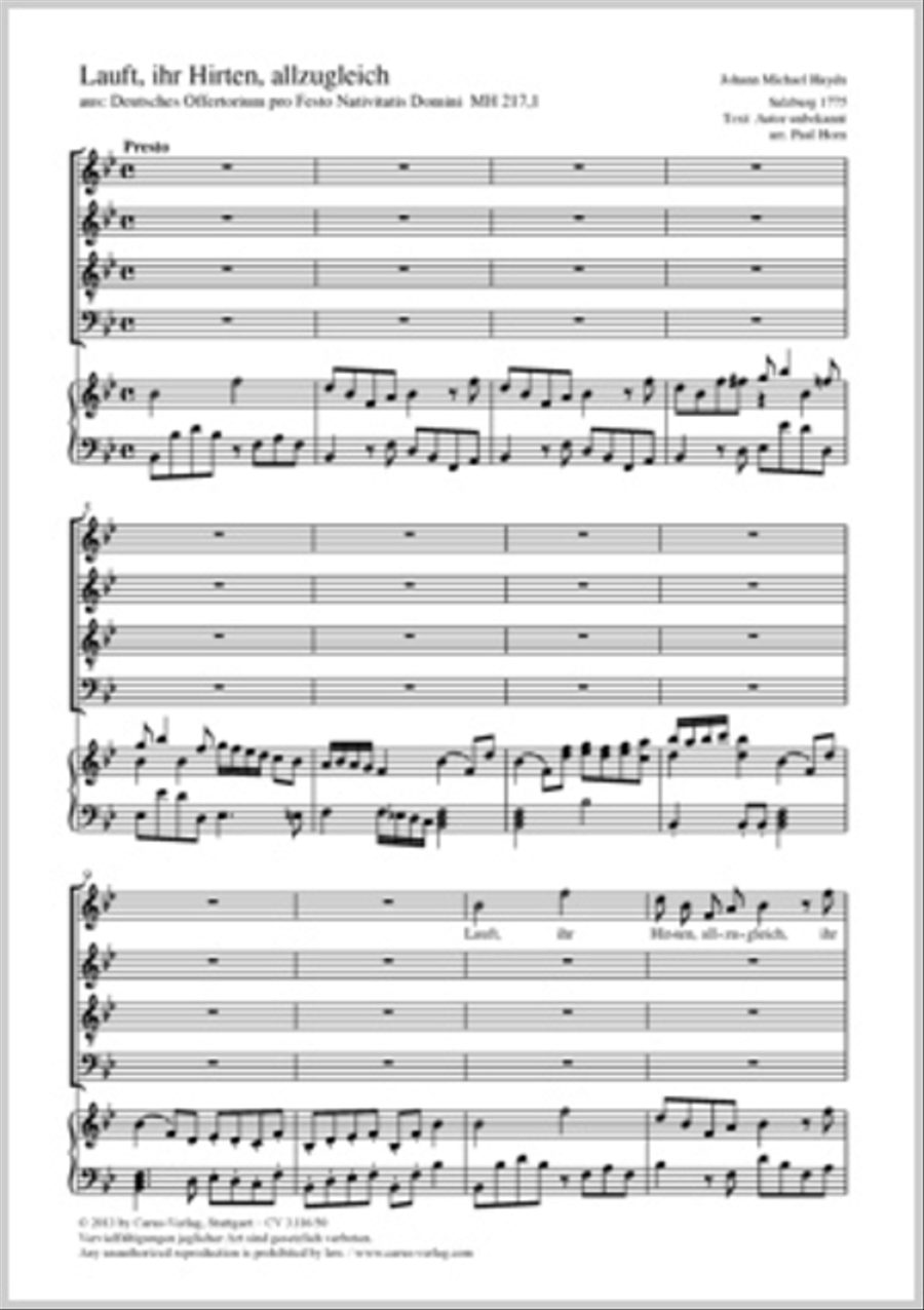 Lauft, ihr Hirten, allzugleich 4-Part scores gallery preview page 1